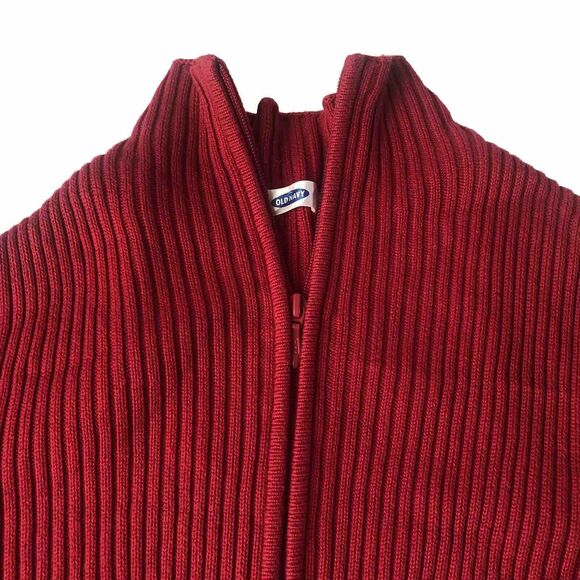 Old Navy Red Ribbed Zip Up Sweater XXL - Picture 3 of 8
